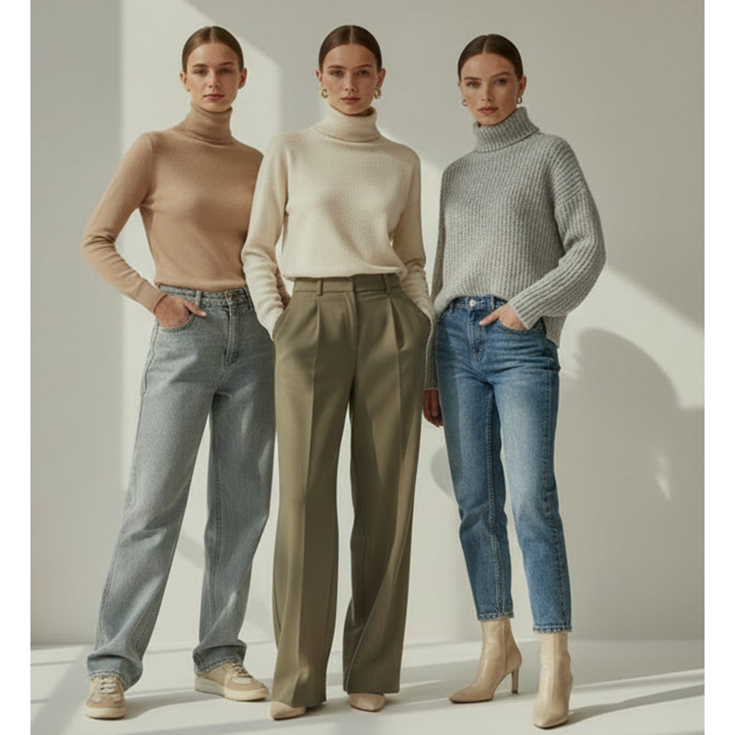 Rollkragenpullover Banner mit drei Frauen