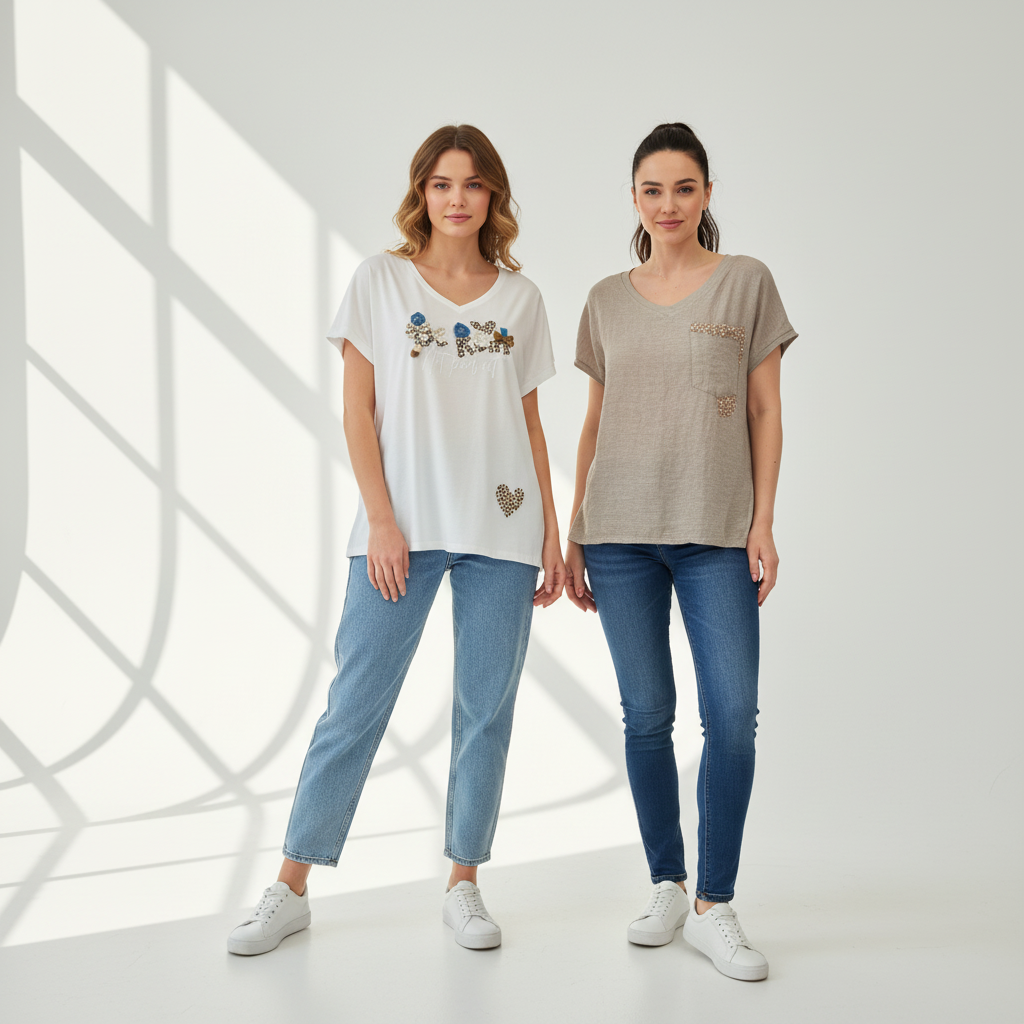 2 Models mit T-Shirt
